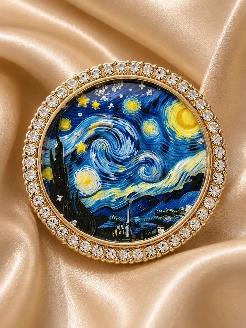 Starry Night Crystal Brooch – Vintage Art